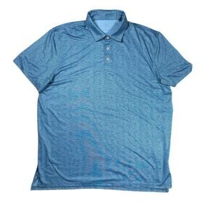 Southern Tide Golf Polo Mens Size XXL Performance AOP Short Sleeve Blue Print